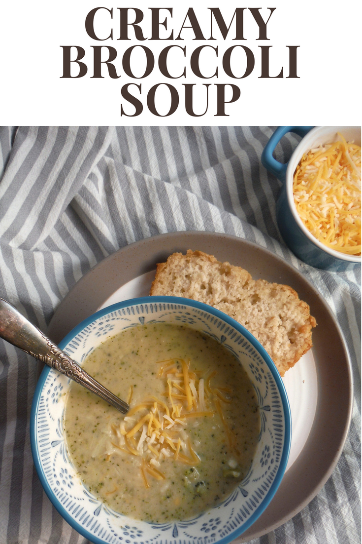 Creamy Broccoli Soup with beer bread and cheese
