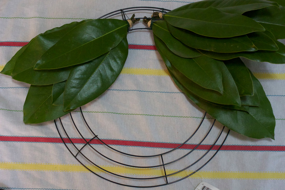 Making a DIY Magnolia Leaf Wreath