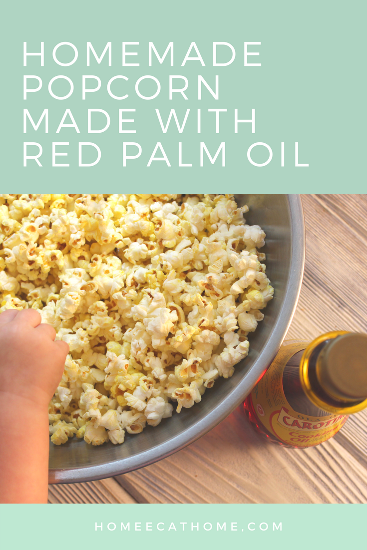 homemade popcorn with Malaysian red palm oil