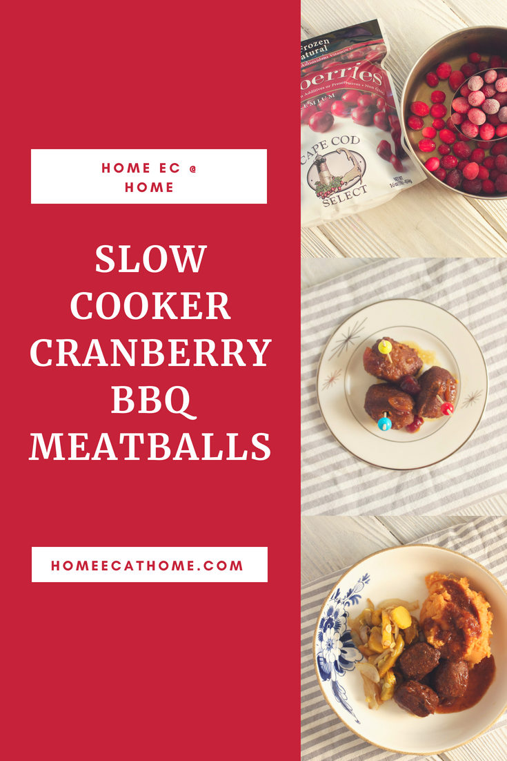 Slow Cooker Cranberry BBQ Meatballs #capecodselect #frozencranberries #cranberriesforallseasons