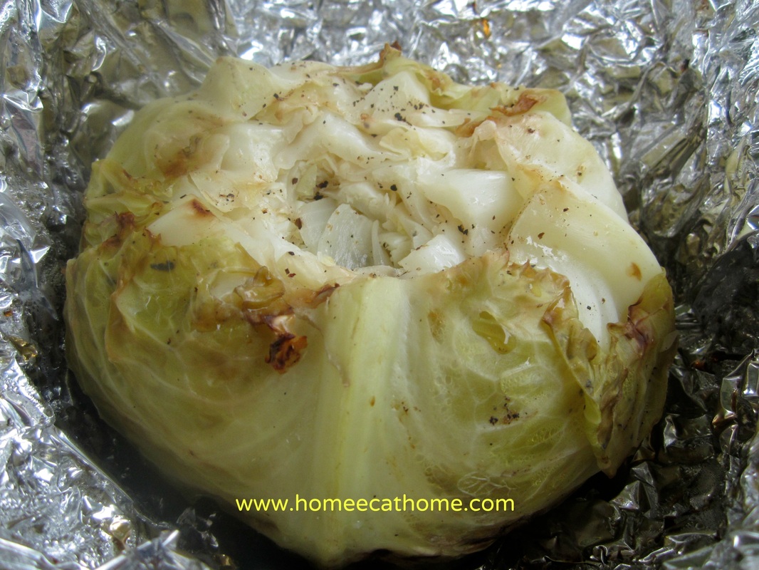 Grilled cabbage wrapped in foil