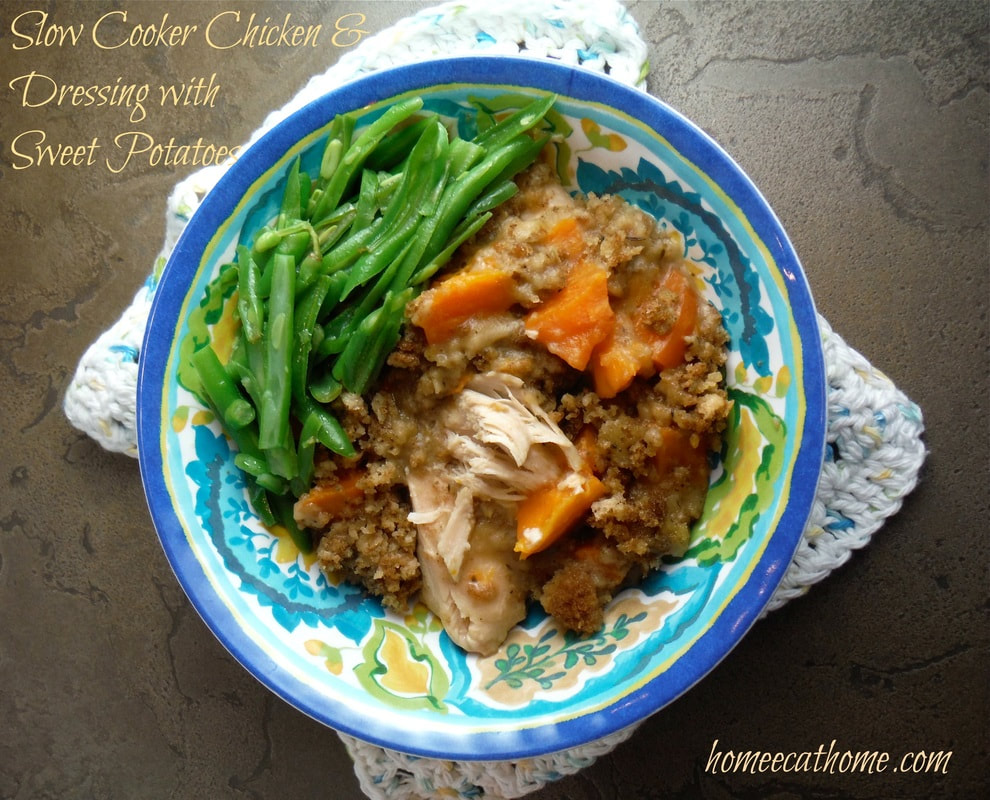 Slow Cooker Chicken and Stuffing with Sweet Potatoes