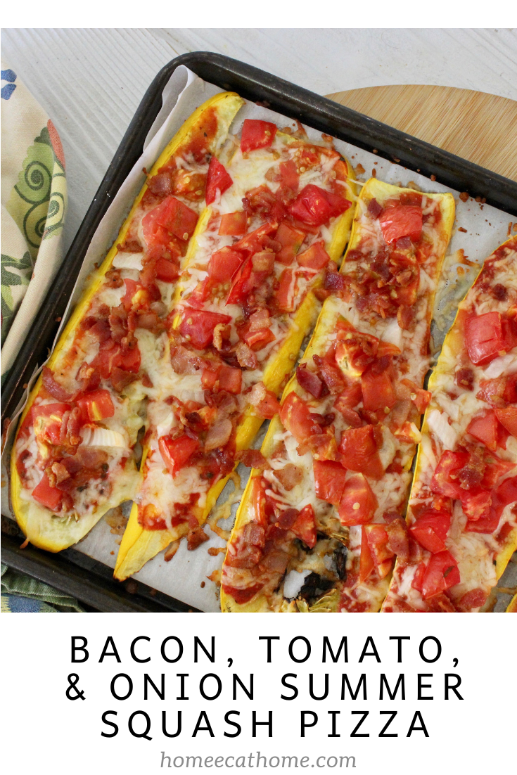 Bacon, Tomato, and Onion Summer Squash Pizza