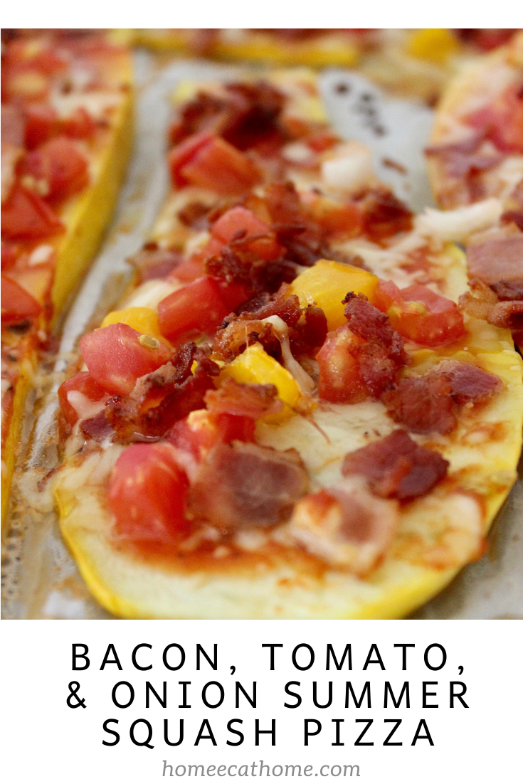 Bacon, Tomato, and Onion Summer Squash Pizza
