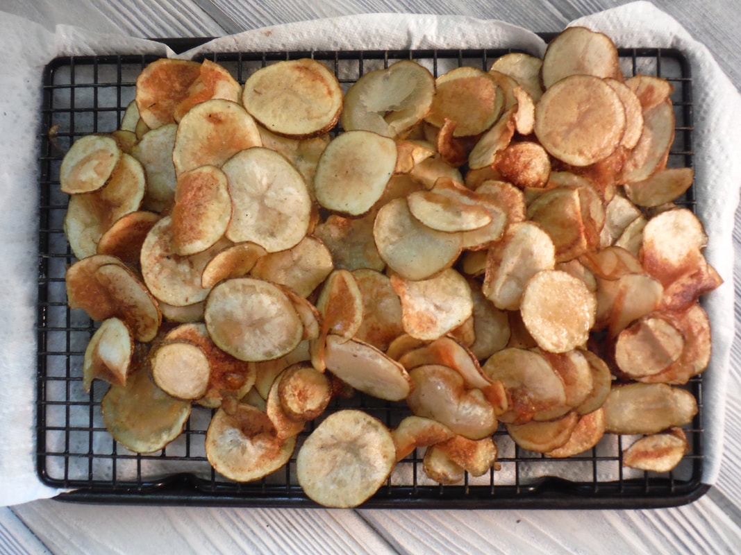 Potato Chips on cooling rack