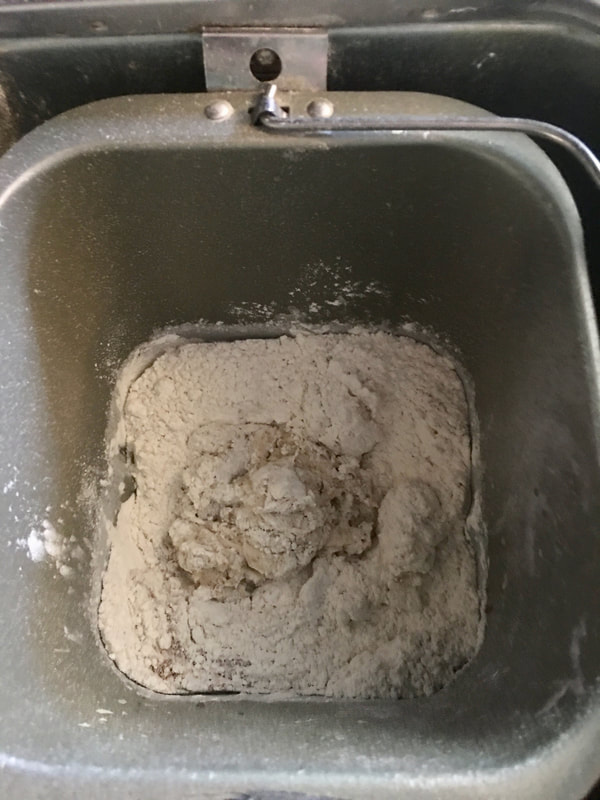 Dough ingredients in a bread machine