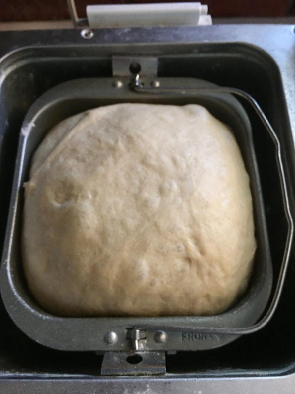 Finished dough in a bread machine