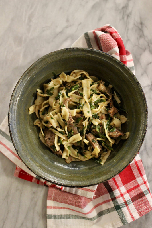Spinach and Mushroom Beef and Noodles (from Leftover Roast Beef)