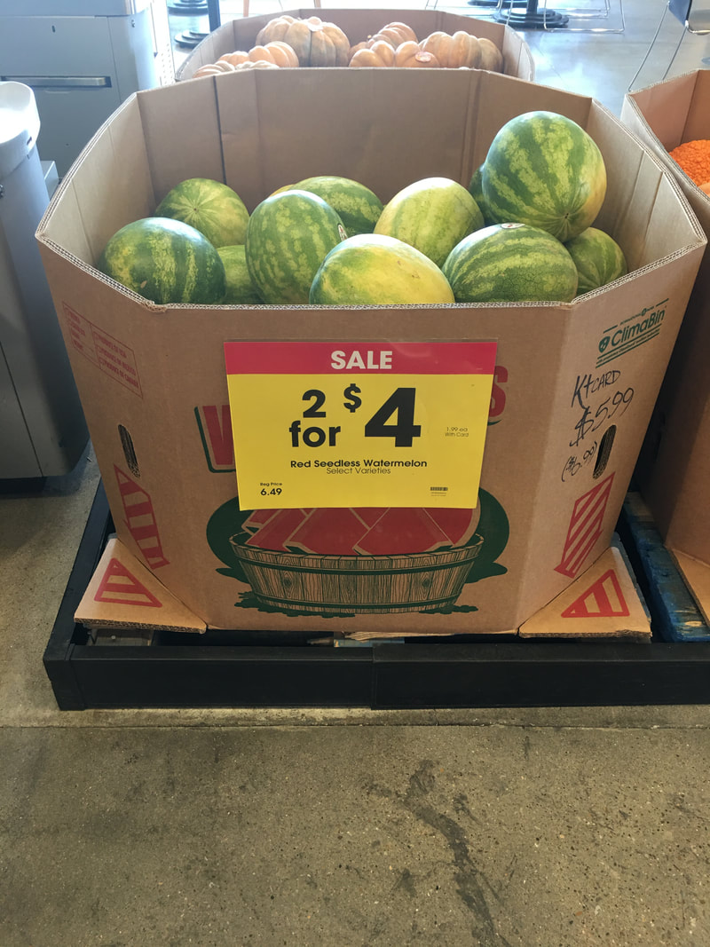 Bin of watermelons for $2 each