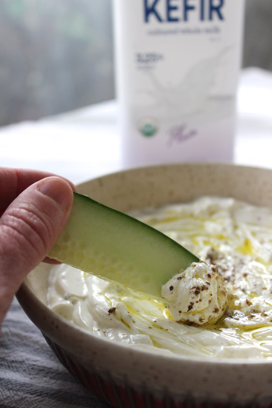 Labneh and cucumber