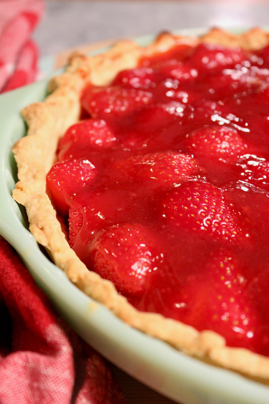 side view of strawberry pie