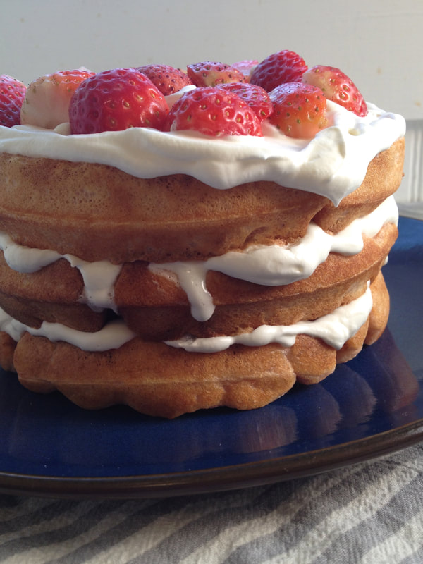 strawberry waffle cake stack