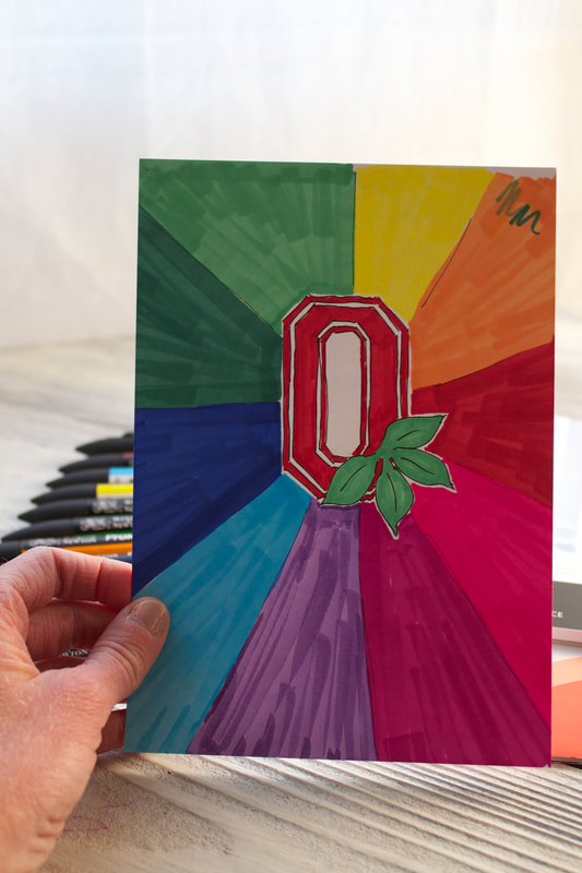 Ohio State art made with Winsor & Newton graphic markers